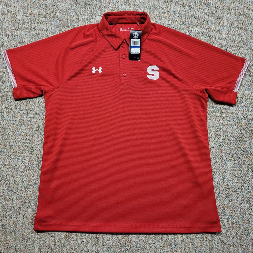 Under Armour Polo Men XL Red Seton Hill HeatGear Short Sleeve Shirt